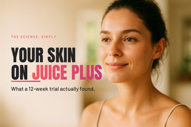 A woman with healthy, naturally lit skin in soft daylight, clear texture, calm domestic background